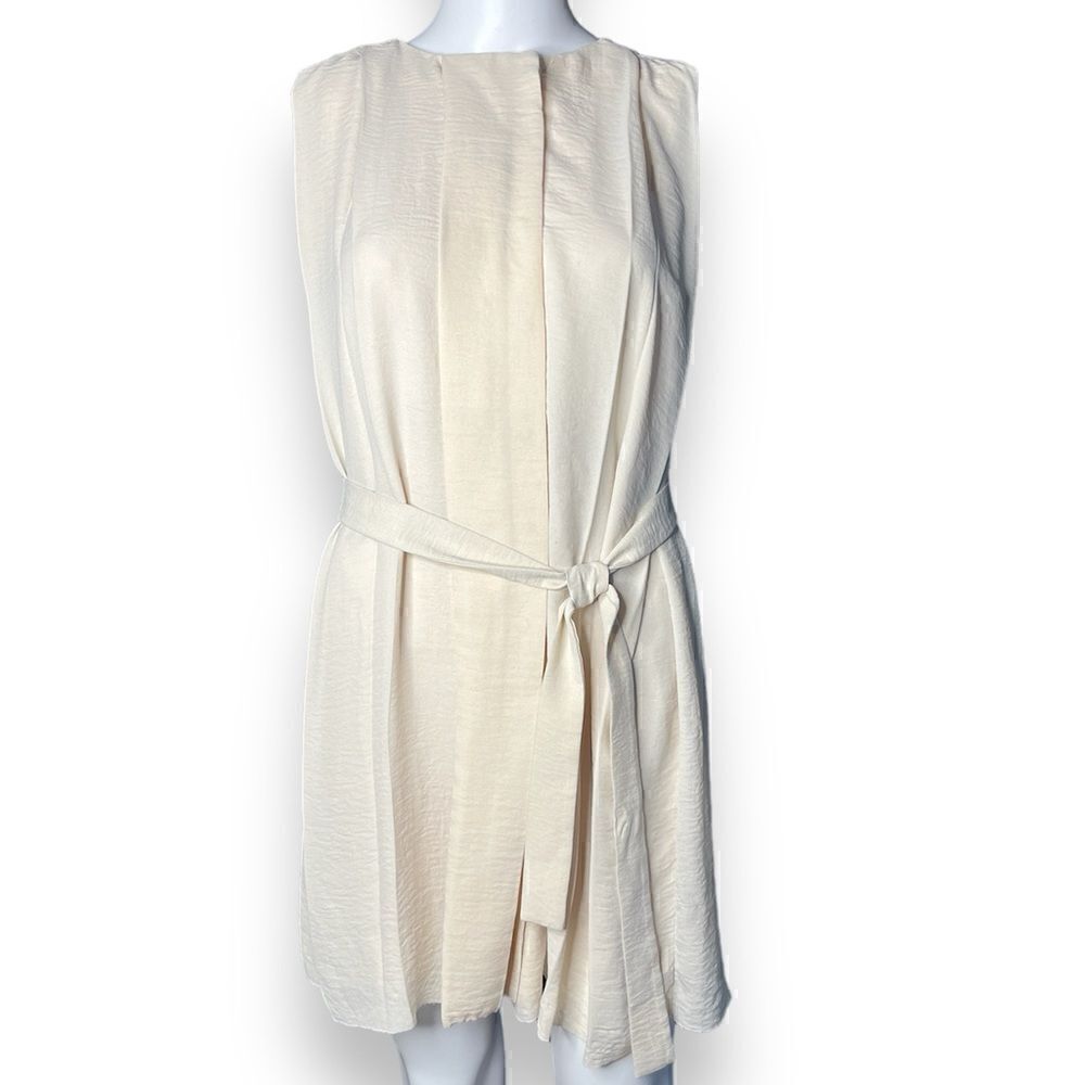 FRNCH Sleeveless Belted Mini Dress Taupe Size Small